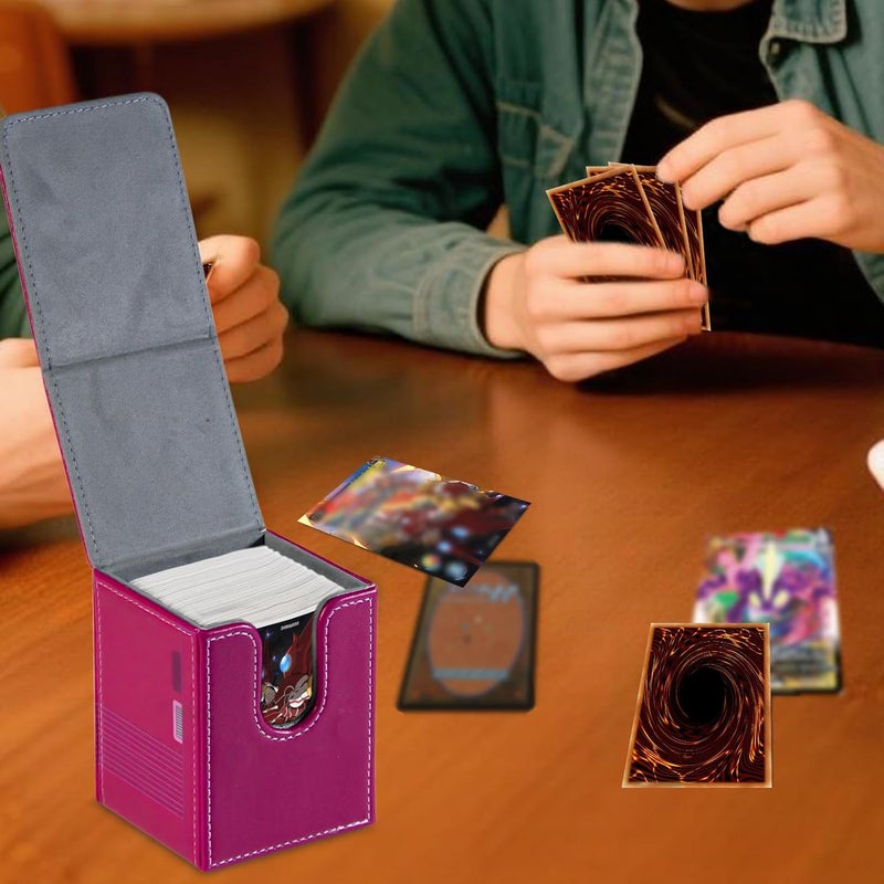 sabermaster Card Deck Box Fits for YGO MTG,100+ Card Storage Box Trading Games PU Leather Storage Premium Deck Case (Game Rose Red) - Image 5